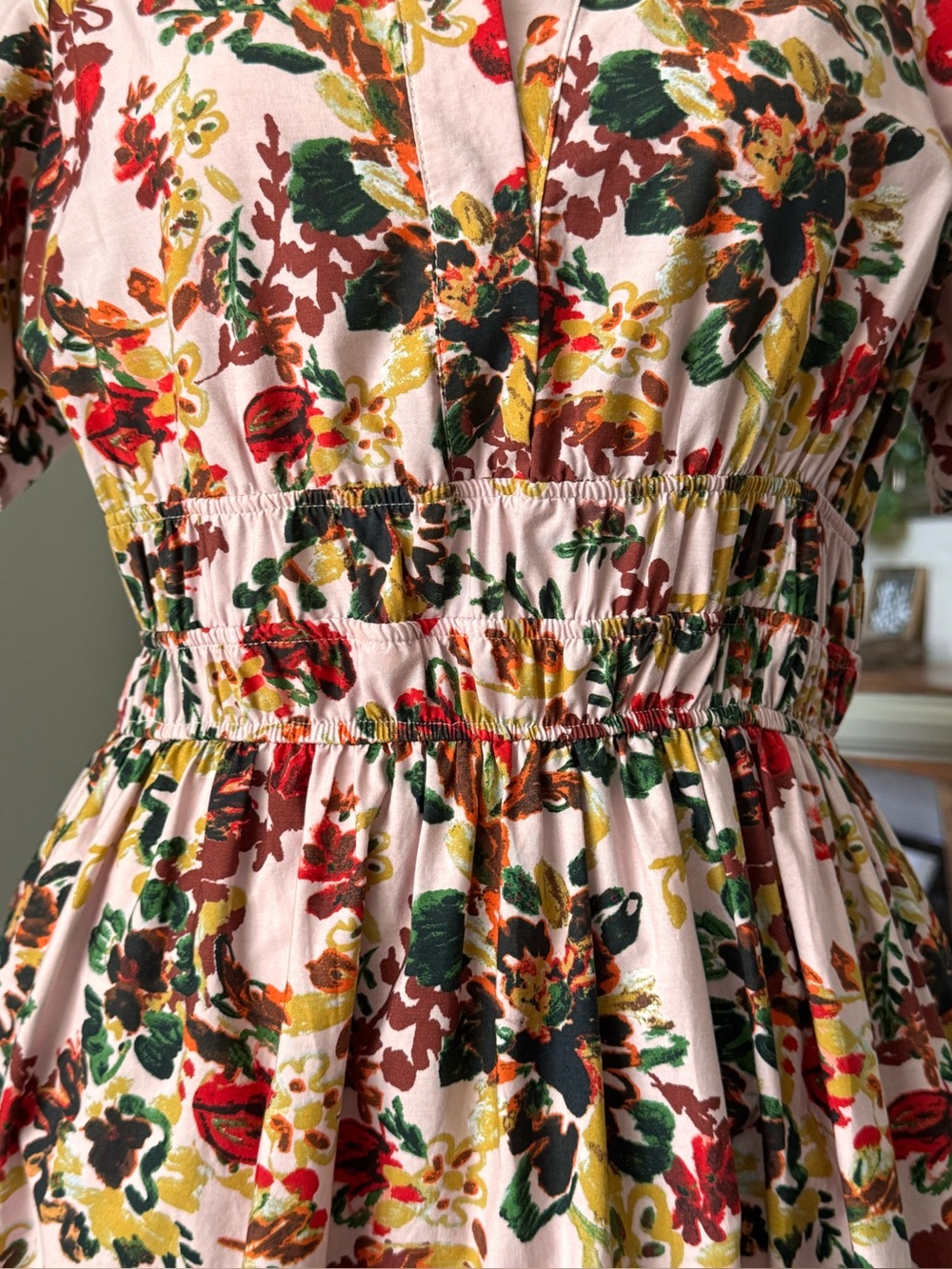 Anthropologie Maeve Somerset Tiered Maxi Dress pink floral Sm Cottage Romantic - Picture 7 of 16